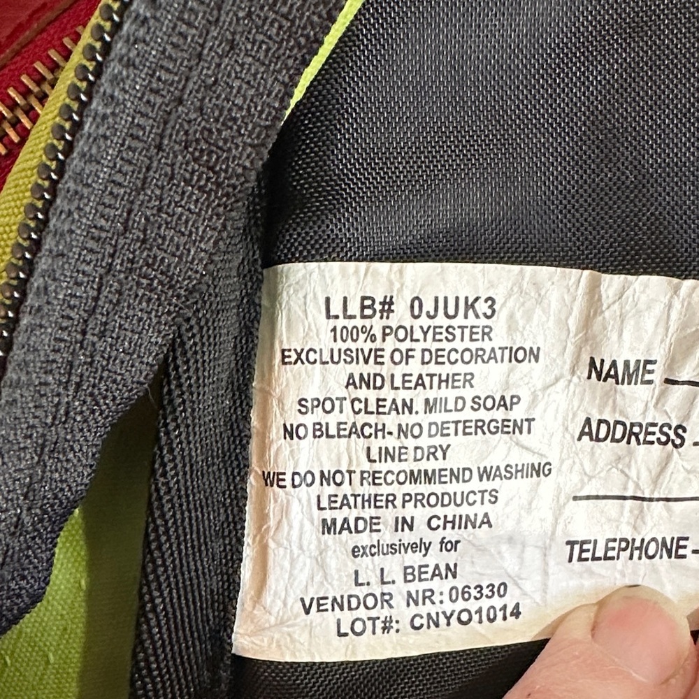 LL Bean chartreuse nylon back pack - Picture 3 of 12